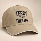 TERRY IS MY THERAPY cap khaki direct generated print v2
