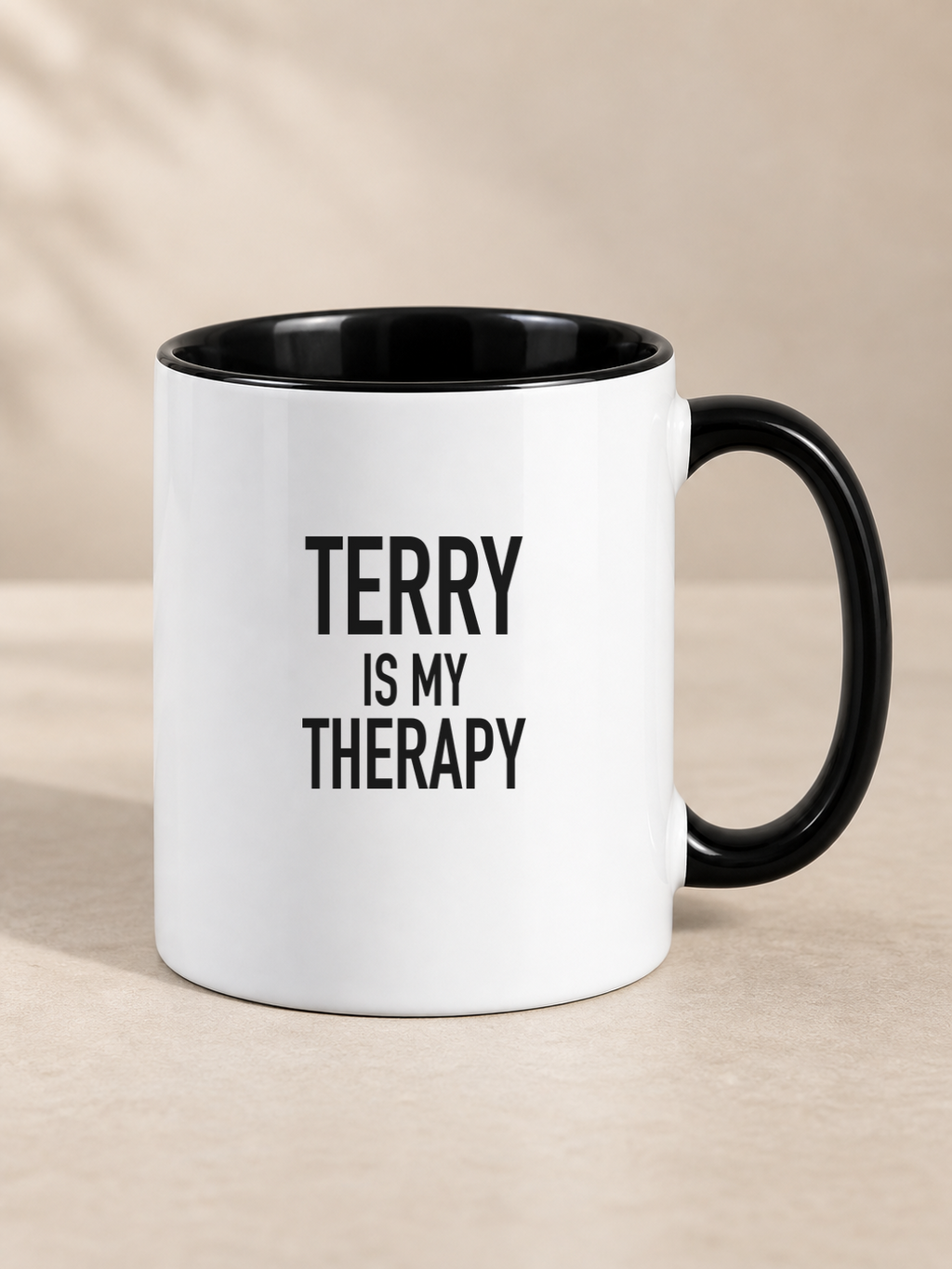 TERRY IS MY THERAPY mug black-white mockup
