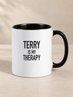 TERRY IS MY THERAPY mug black-white mockup