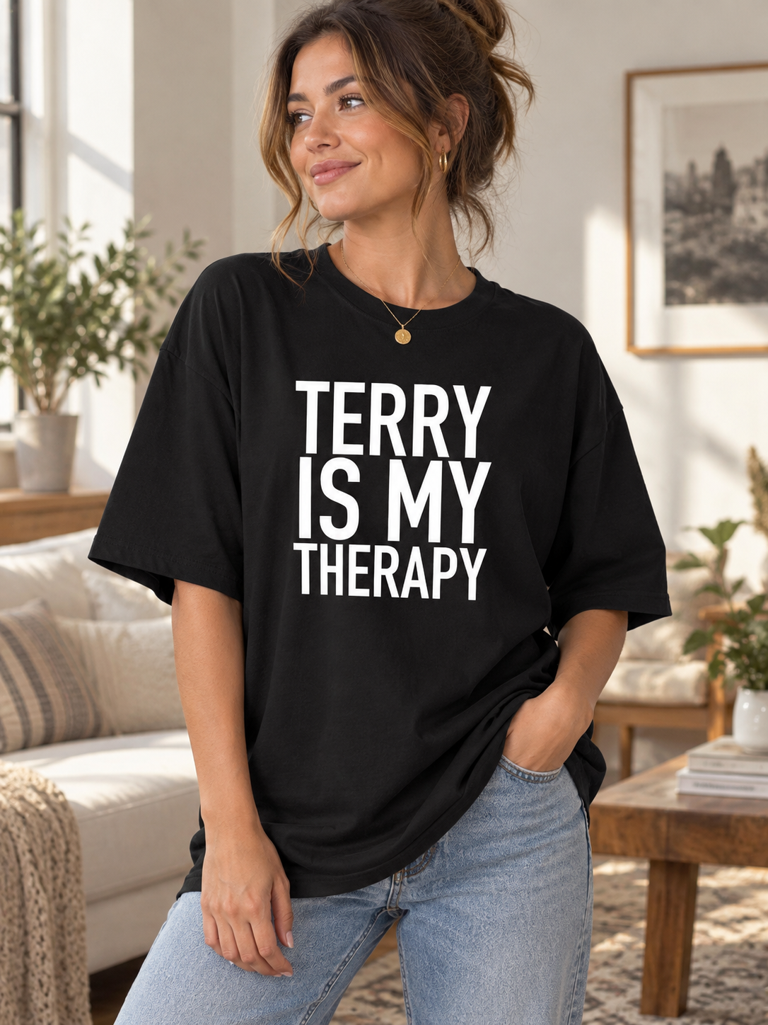 TERRY IS MY THERAPY women-tshirt lifestyle-black approved