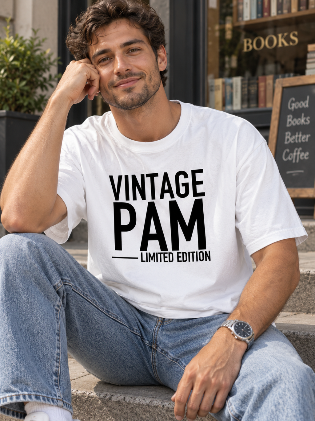 VINTAGE PAM LIMITED EDITION men-tshirt street-model-white mockup