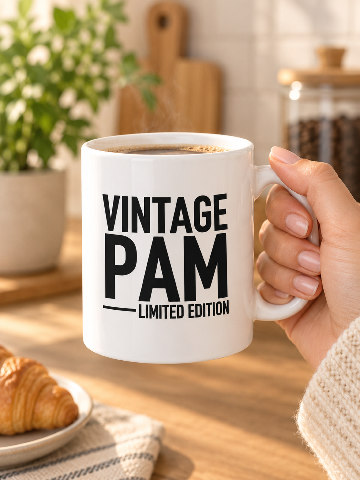 VINTAGE PAM LIMITED EDITION mug handheld-white mockup