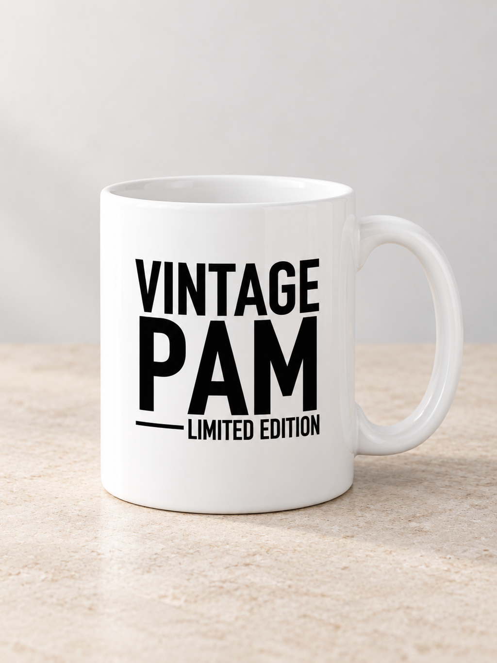 VINTAGE PAM LIMITED EDITION mug white mockup