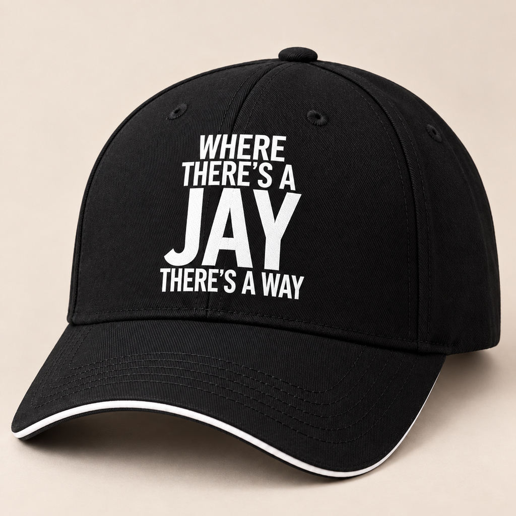 WHERE THERE'S A JAY THERE'S A WAY cap black mockup