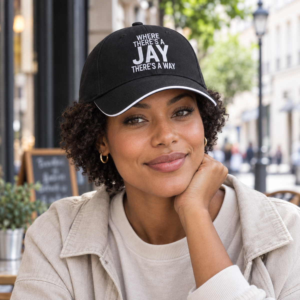 WHERE THERE'S A JAY THERE'S A WAY cap model-black mockup