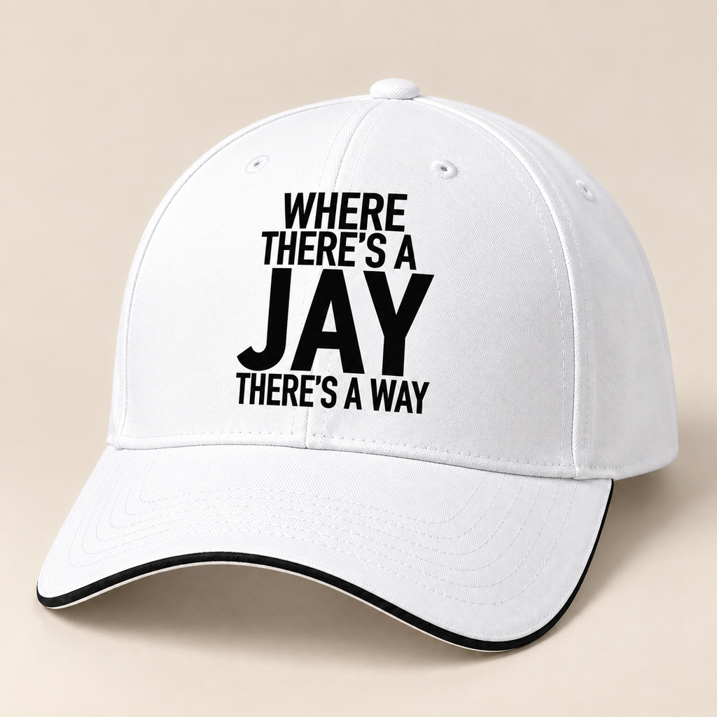 WHERE THERE'S A JAY THERE'S A WAY cap white mockup