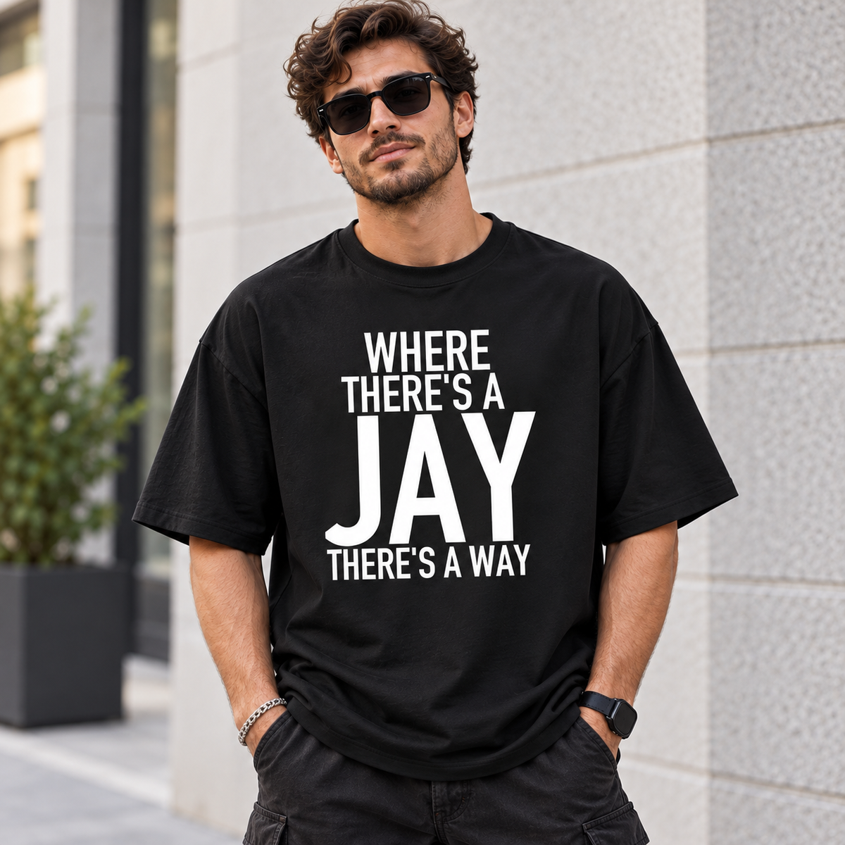 WHERE THERE'S A JAY THERE'S A WAY men-tshirt street-model-black mockup