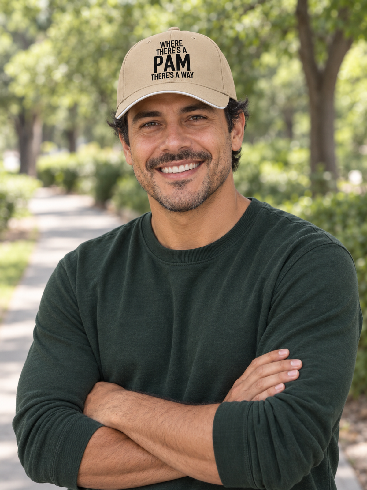 WHERE THERE'S A PAM THERE'S A WAY cap model-khaki mockup