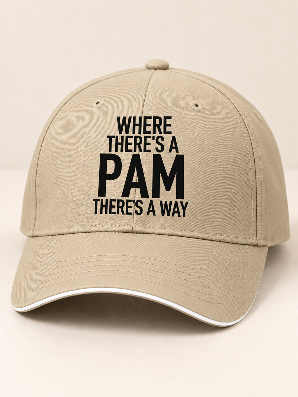 WHERE THERE'S A PAM THERE'S A WAY cap khaki mockup