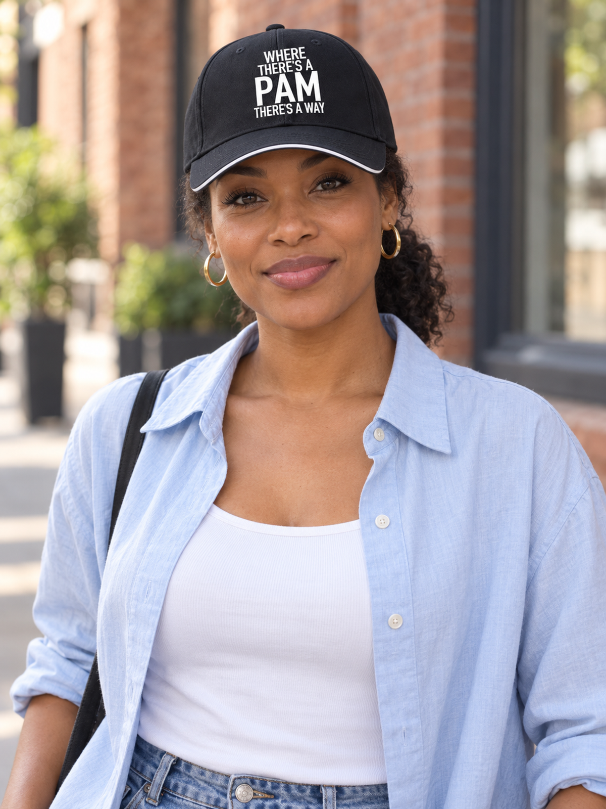 WHERE THERE'S A PAM THERE'S A WAY cap model-black mockup