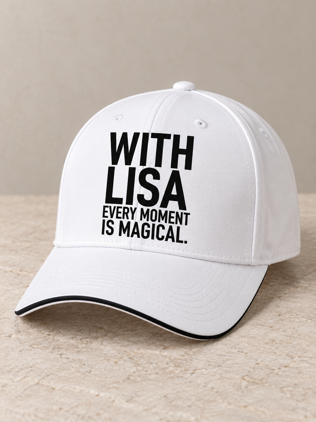 WITH LISA EVERY MOMENT IS MAGICAL. cap white mockup