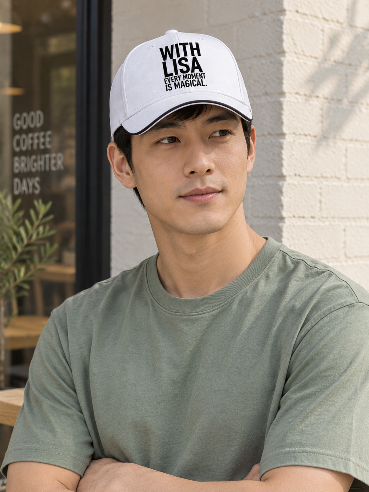 WITH LISA EVERY MOMENT IS MAGICAL. cap model-white mockup